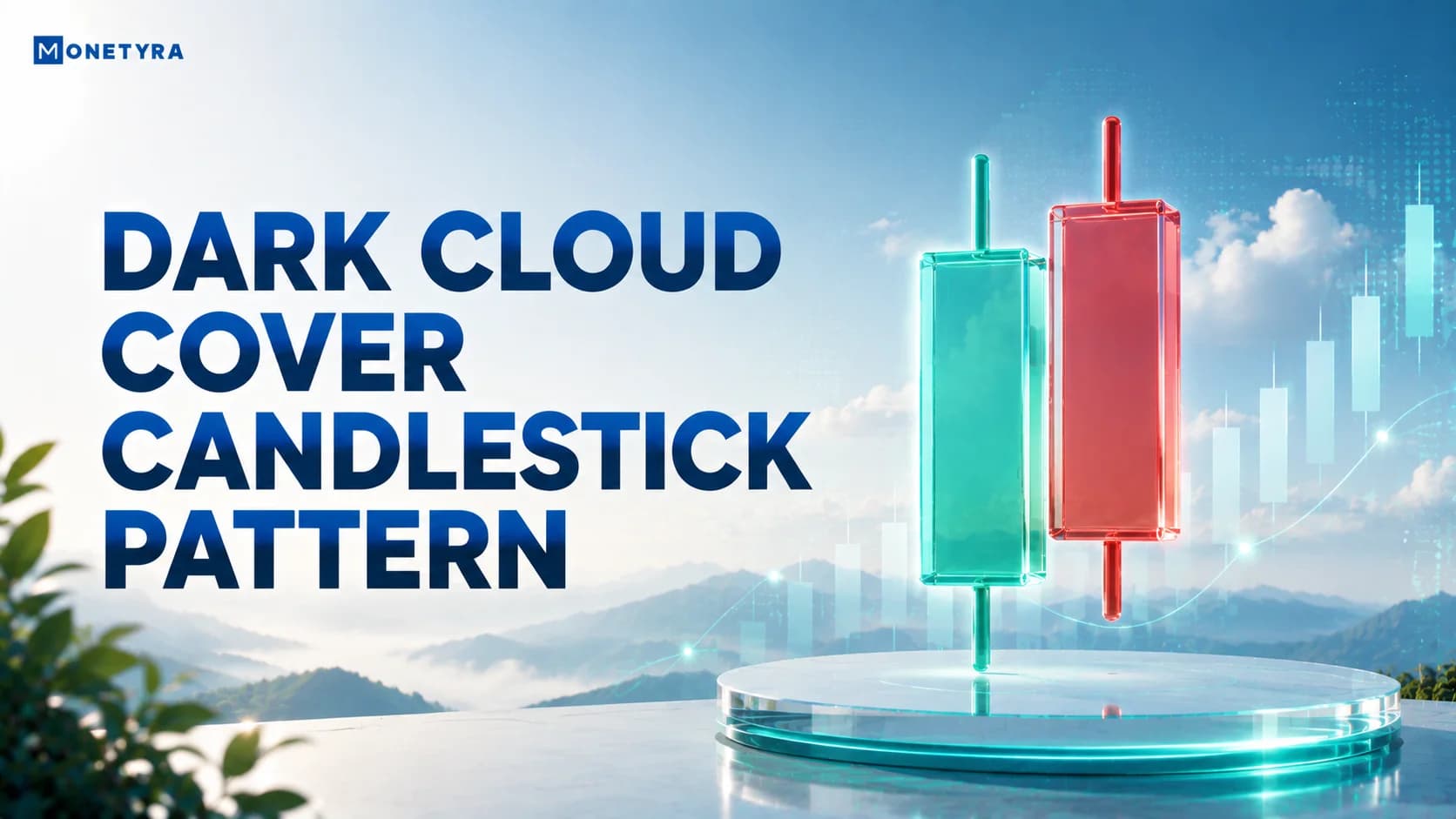 Chart illustration showing a dark cloud cover candlestick pattern reversing price off a key resistance level.