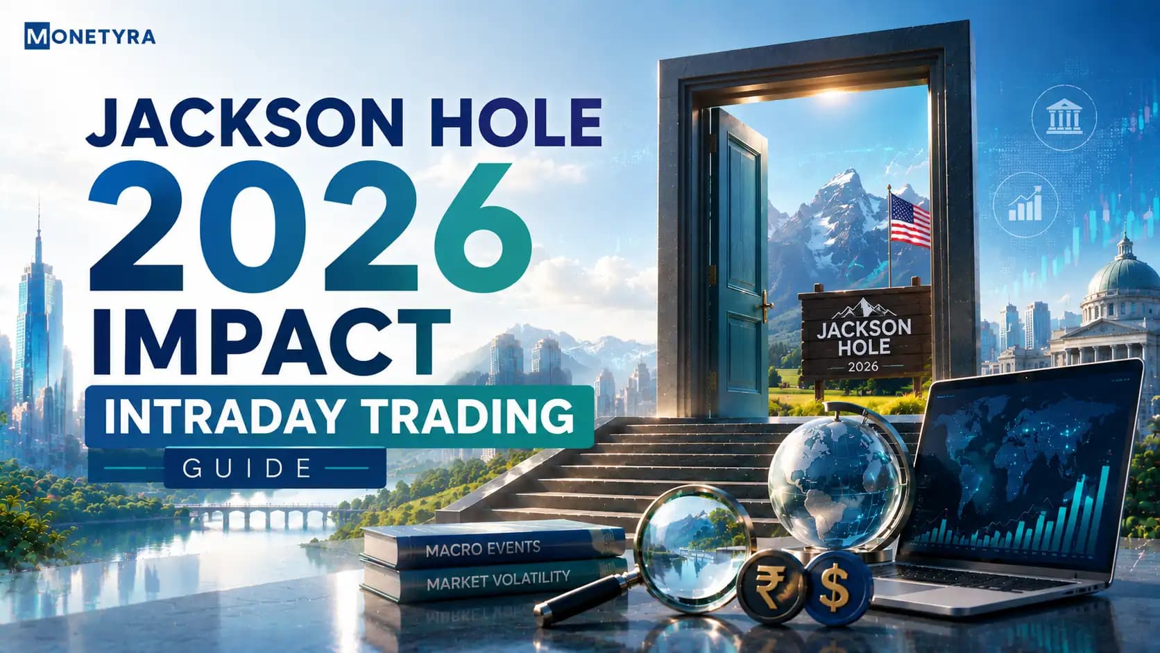 Day trader examining global macroeconomic cues and index volatility charts on multiple screens.