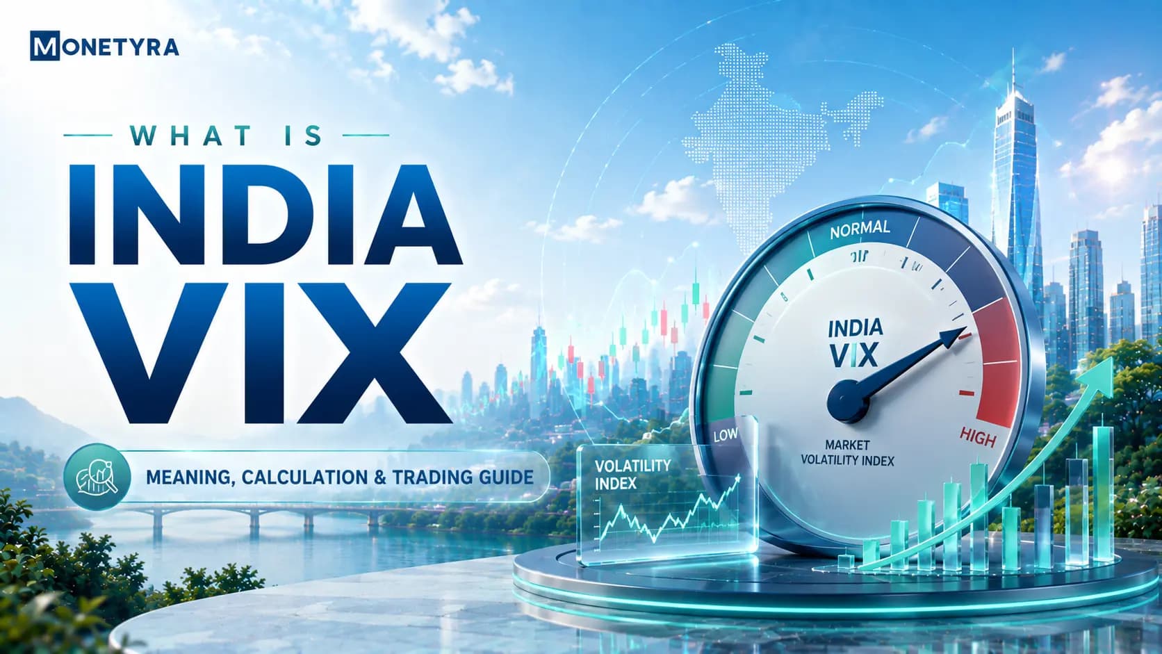 Trading screen displaying India VIX real-time index values alongside Nifty 50 option order books.