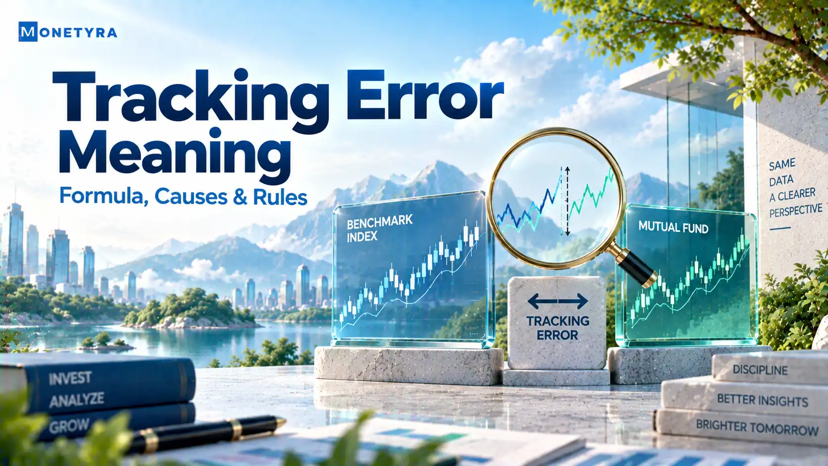 Conceptual illustration explaining tracking error in passive index funds.