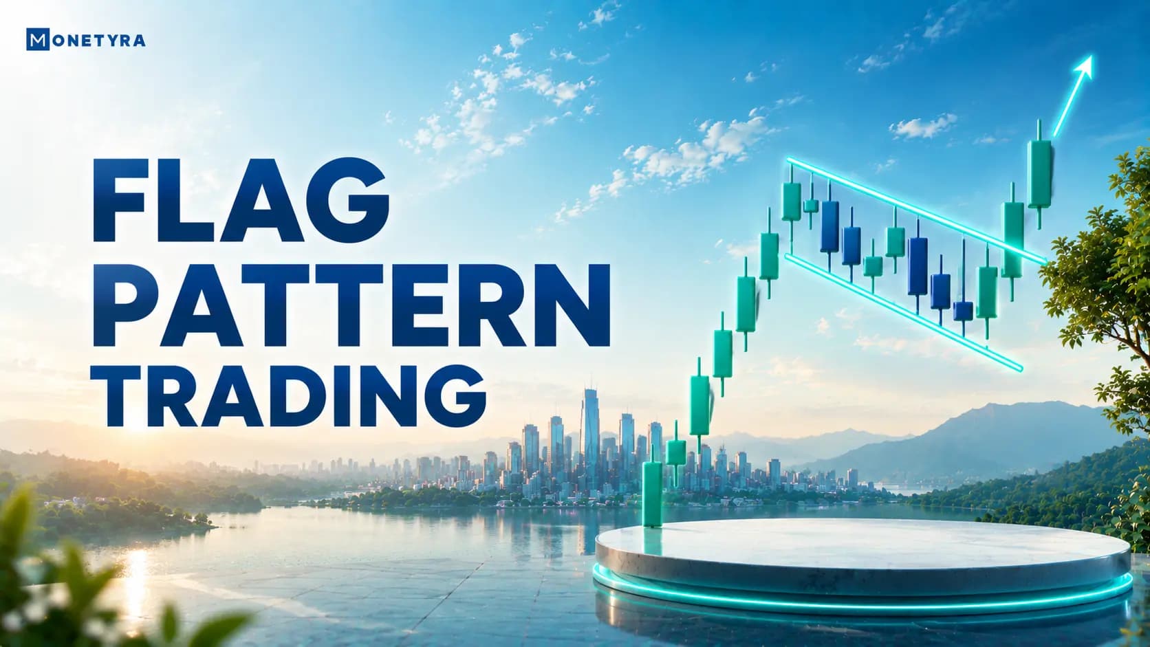 Chart illustration showing a bull flag pattern breakout above channel resistance.