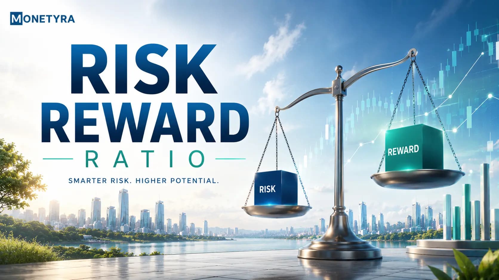 Illustration of a risk reward ratio scale on a stock trading chart.