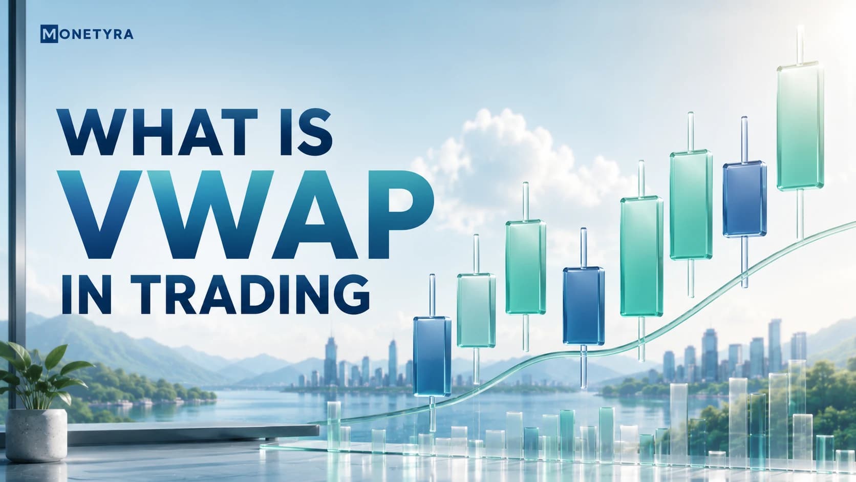 Chart illustration showing Volume Weighted Average Price (VWAP) indicator line plotted over intraday price candles.