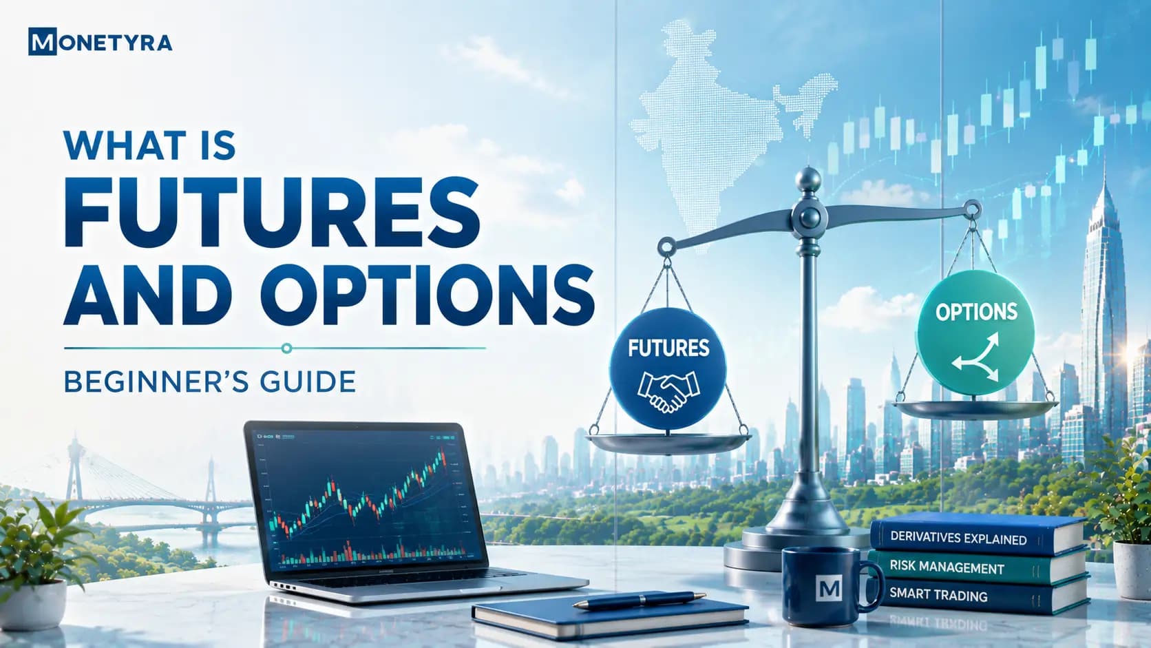 Options trading screen displaying stock market index prices, option chains, and strike price levels.