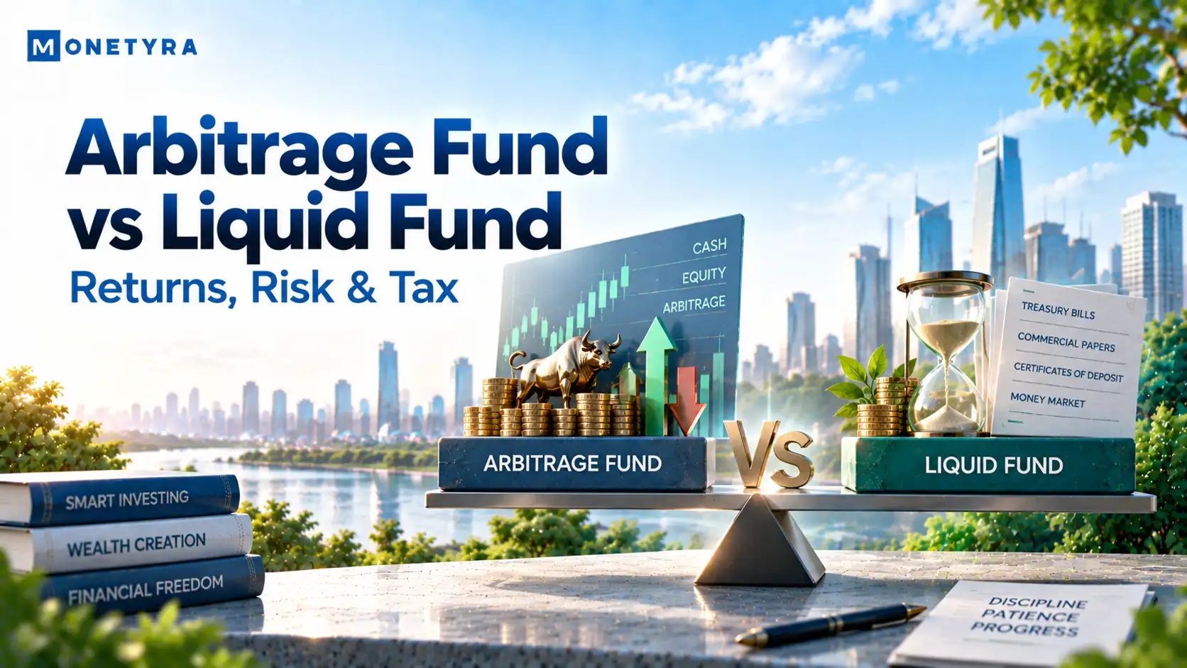 Comparison of arbitrage fund vs liquid fund structure and taxation in India.
