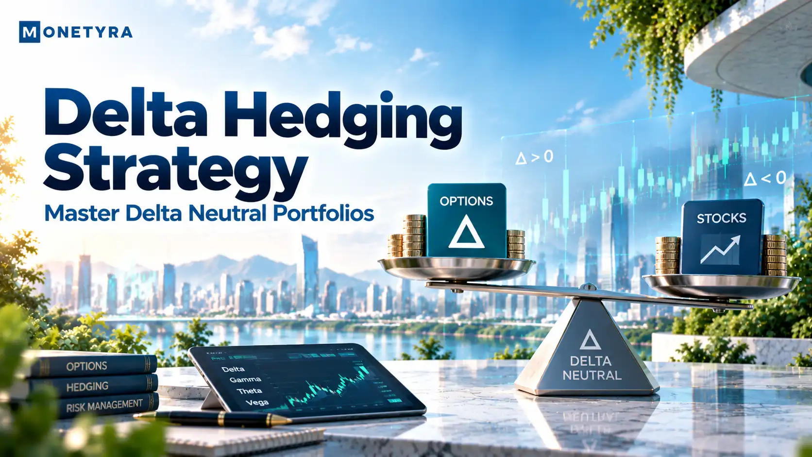 Delta hedging strategy chart balance.
