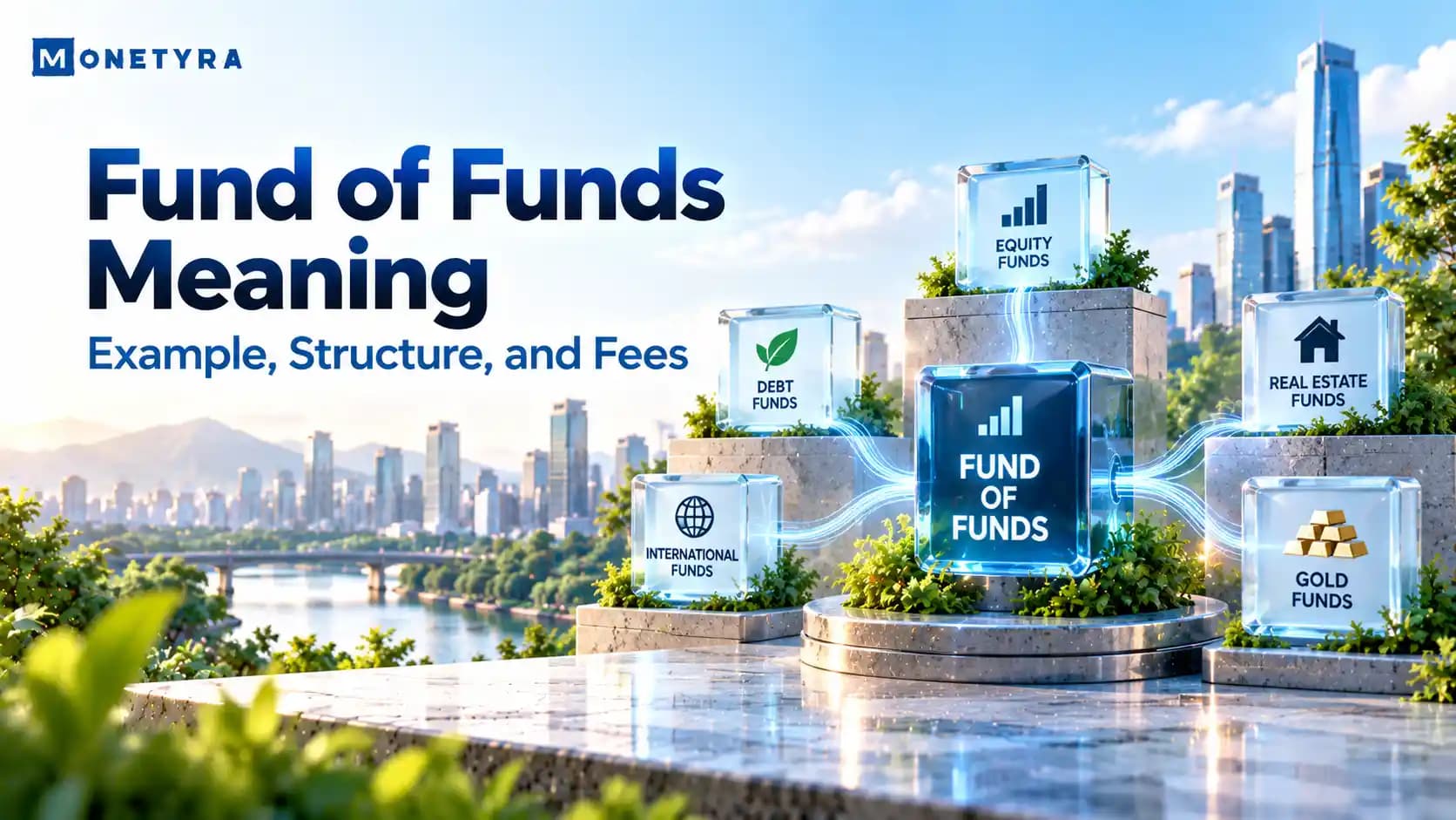 Illustration showing a fund of funds master scheme allocating capital across multiple underlying mutual funds.