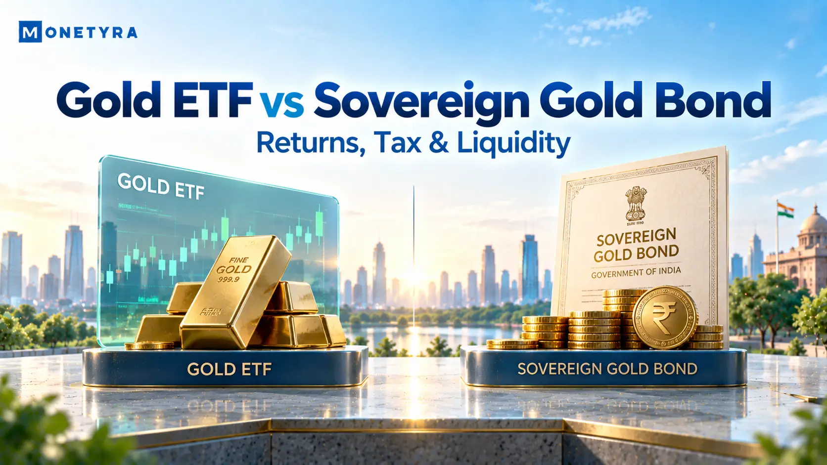 Comparison of Gold ETF vs Sovereign Gold Bond features and returns in India.