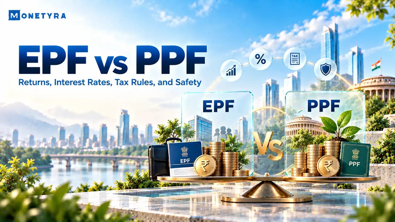 Comparison guide illustrating EPF vs PPF debt investment returns in India.
