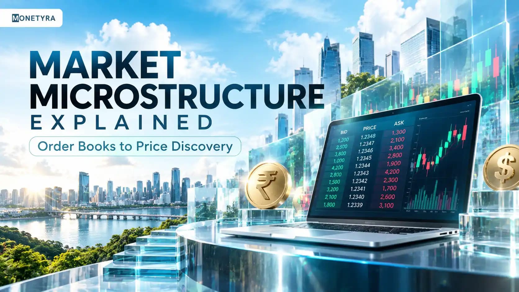 Diagram illustrating market microstructure components including limit order book and price discovery.