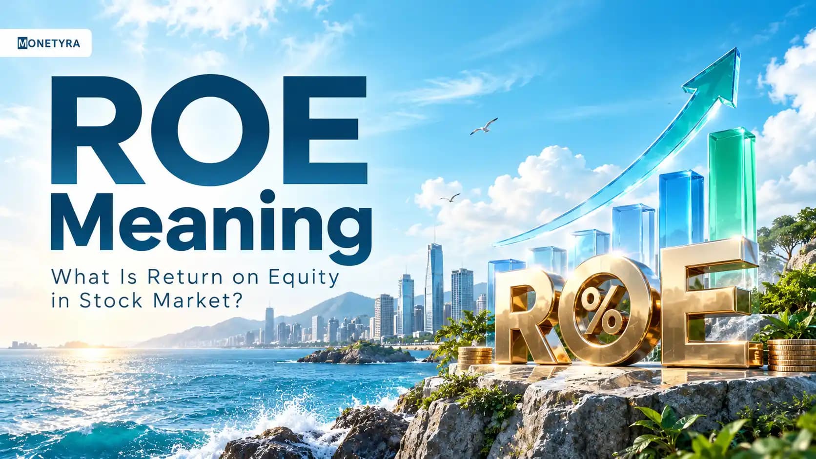 illustration explaining ROE meaning and return on equity in the stock market.