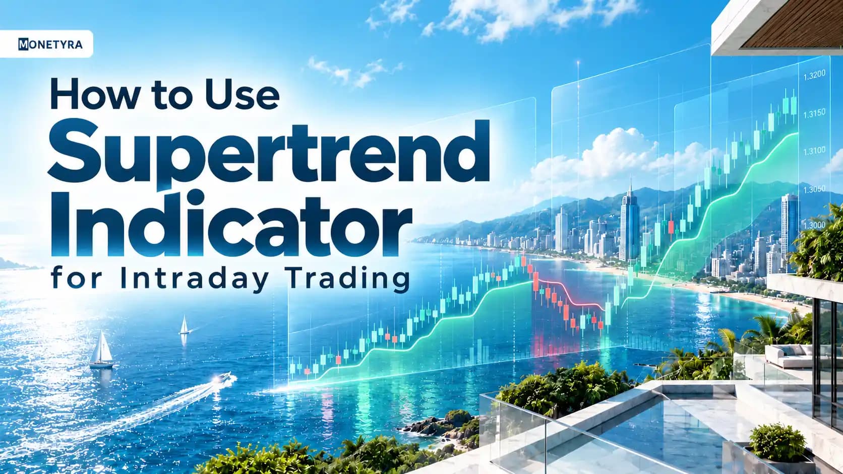how to use supertrend indicator on an intraday trading chart showing trend flips.